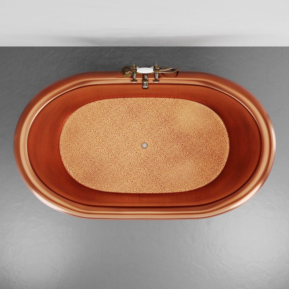 72" x 40" Extra Wide Arcadia Copper Double-Slipper Roll-Top Tub with Pedestal - Multiple Finishes