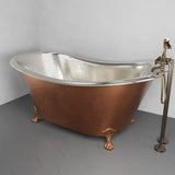 72" x 40" Extra Wide Forhaster Antique Copper Clawfoot Double-Slipper Tub - Multiple Finishes