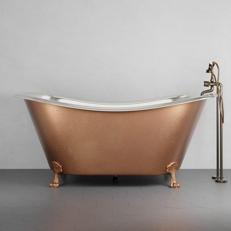 72" x 40" Extra Wide Forhaster Antique Copper Clawfoot Double-Slipper Tub - Multiple Finishes