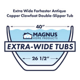 72" x 40" Extra Wide Forhaster Antique Copper Clawfoot Double-Slipper Tub - Multiple Finishes