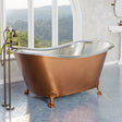 72" x 40" Extra Wide Forhaster Antique Copper Clawfoot Double-Slipper Tub - Nickel Interior