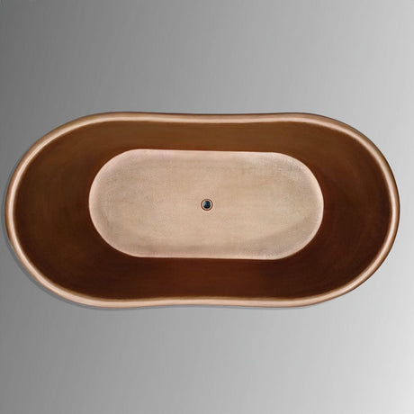 72" x 40" Hernandez Extra Wide Copper Hammered Double Slipper Roll-Top Tub with Pedestal - Multiple Finishes