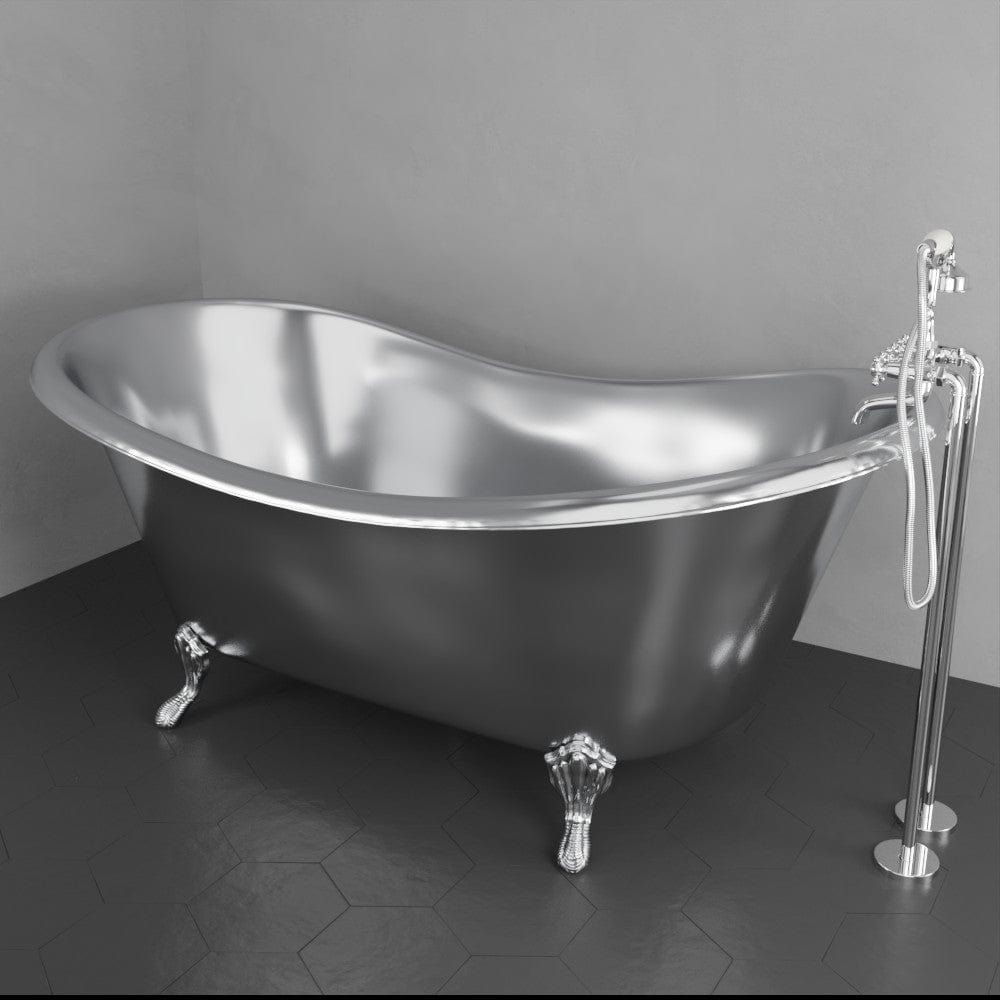 72" x 40" Klein Extra Wide Stainless Steel Clawfoot Double Slipper Bathtub Smooth - Matte Finish