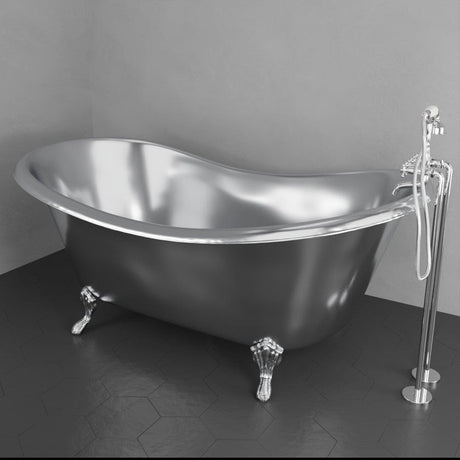 72" x 40" Klein Extra Wide Stainless Steel Clawfoot Double Slipper Bathtub Smooth - Matte Finish