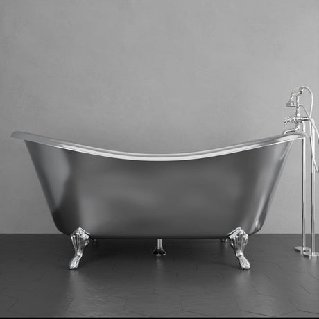 72" x 40" Klein Extra Wide Stainless Steel Clawfoot Double Slipper Bathtub Smooth - Matte Finish