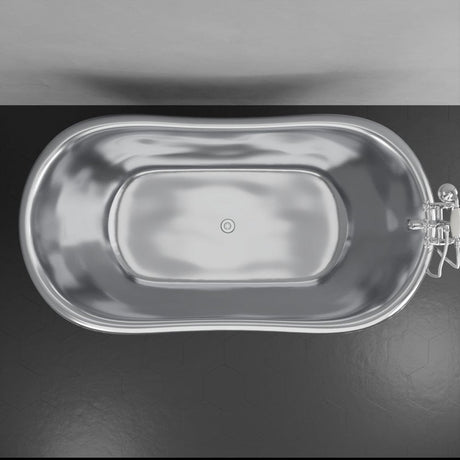 72" x 40" Klein Extra Wide Stainless Steel Clawfoot Double Slipper Bathtub Smooth - Matte Finish