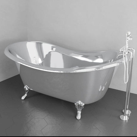72" x 40" Sherman Extra Wide Stainless Steel Clawfoot Double Slipper Bathtub Smooth - Polished