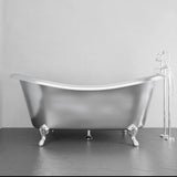 72" x 40" Sherman Extra Wide Stainless Steel Clawfoot Double Slipper Bathtub Smooth - Polished