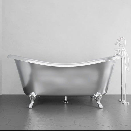 72" x 40" Sherman Extra Wide Stainless Steel Clawfoot Double Slipper Bathtub Smooth - Polished