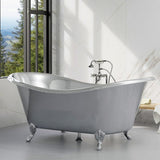 72" x 40" Sherman Extra Wide Stainless Steel Clawfoot Double Slipper Bathtub Smooth - Polished