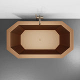 72" x 40" Vargas Extra Wide Octagon Copper Double Slipper Hammered Bathtub with Pedestal