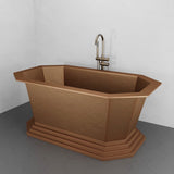 72" x 40" Vargas Extra Wide Octagon Copper Double Slipper Hammered Bathtub with Pedestal