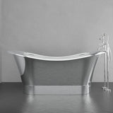 72" x 40" Vaughn Extra Wide Stainless Steel Double Slipper Boat Bathtub Smooth - Polished