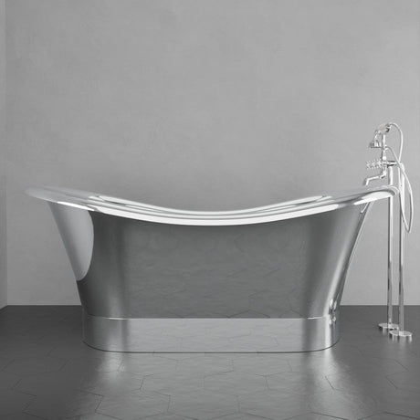 72" x 40" Vaughn Extra Wide Stainless Steel Double Slipper Boat Bathtub Smooth - Polished