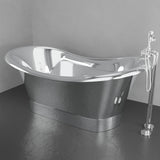 72" x 40" Vaughn Extra Wide Stainless Steel Double Slipper Boat Bathtub Smooth - Polished