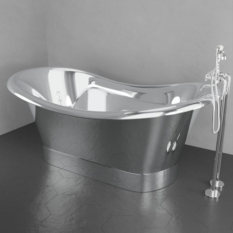 72" x 40" Vaughn Extra Wide Stainless Steel Double Slipper Boat Bathtub Smooth - Polished