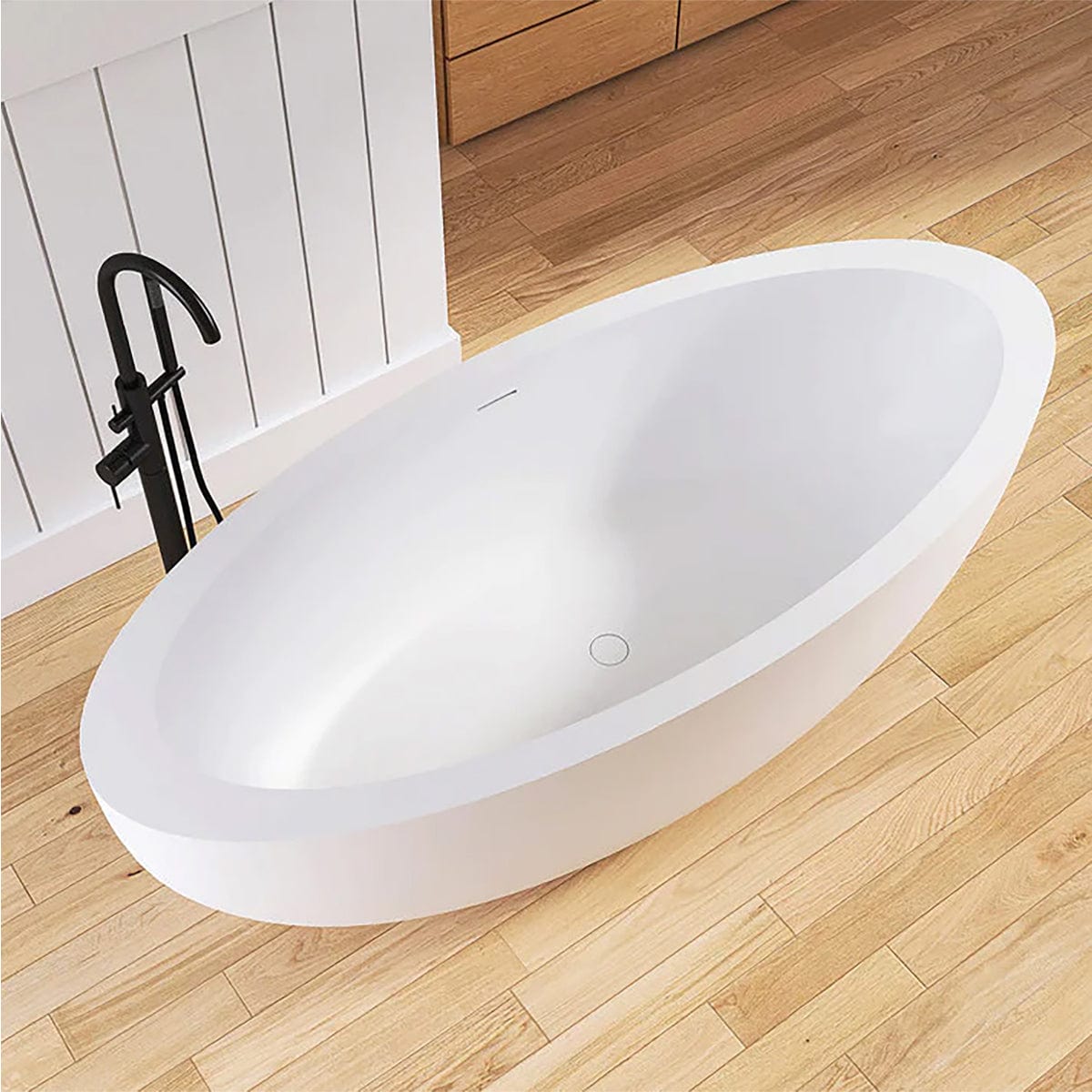 73" Link Solid Surface Stone Resin Freestanding Bathtub