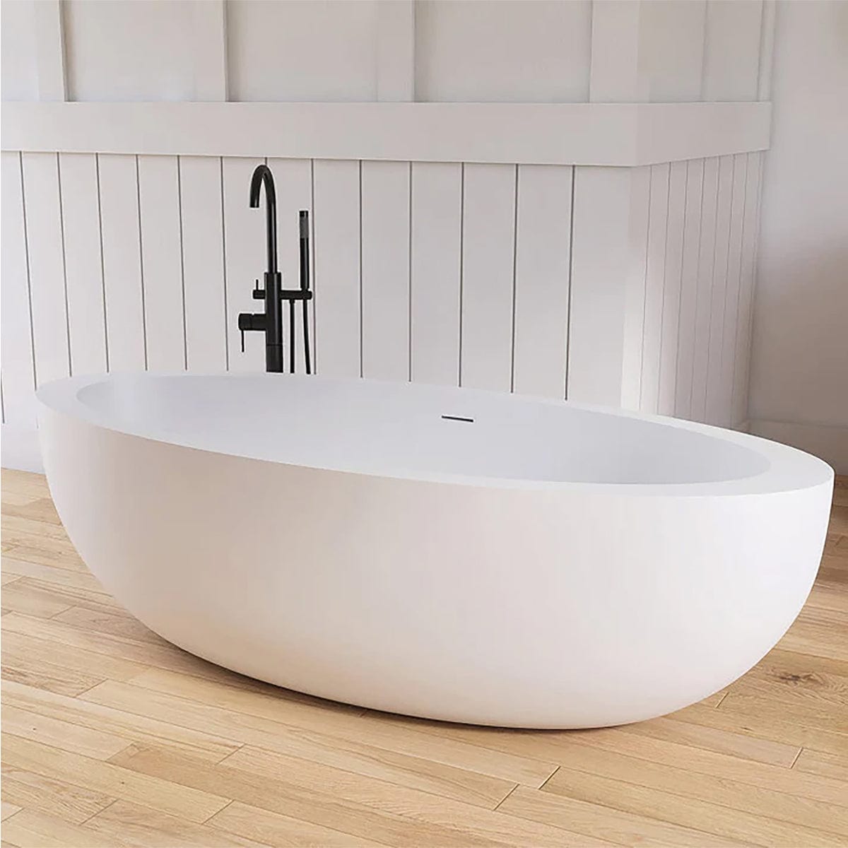 73" Link Solid Surface Stone Resin Freestanding Bathtub