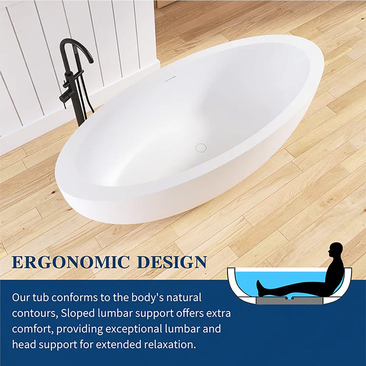 73" Link Solid Surface Stone Resin Freestanding Bathtub