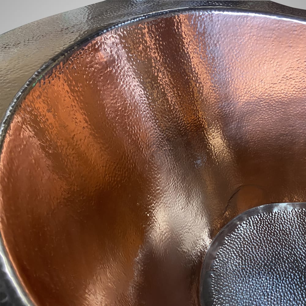 73" Walden Hammered Antique Copper Slipper Clawfoot Tub - Polished Interior