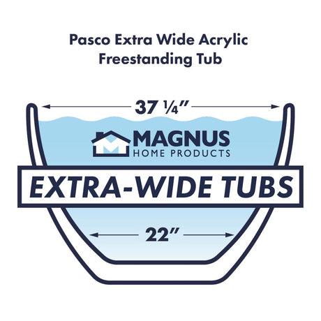 74" Pasco Extra Wide Acrylic Freestanding Tub