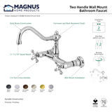 Albany Adjustable Wall-Mount Bathroom Faucet - Cross Handles