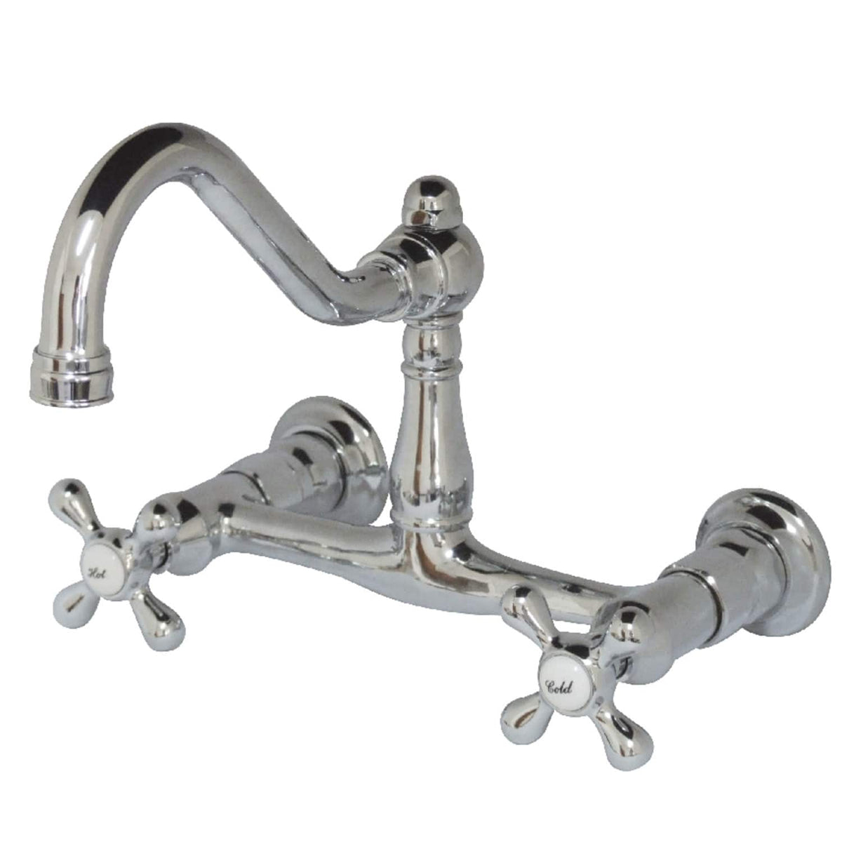 Albany Adjustable Wall-Mount Bathroom Faucet - Cross Handles