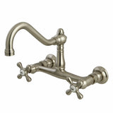 Albany Adjustable Wall-Mount Bathroom Faucet - Cross Handles