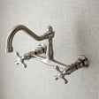 Albany Adjustable Wall-Mount Bathroom Faucet - Cross Handles