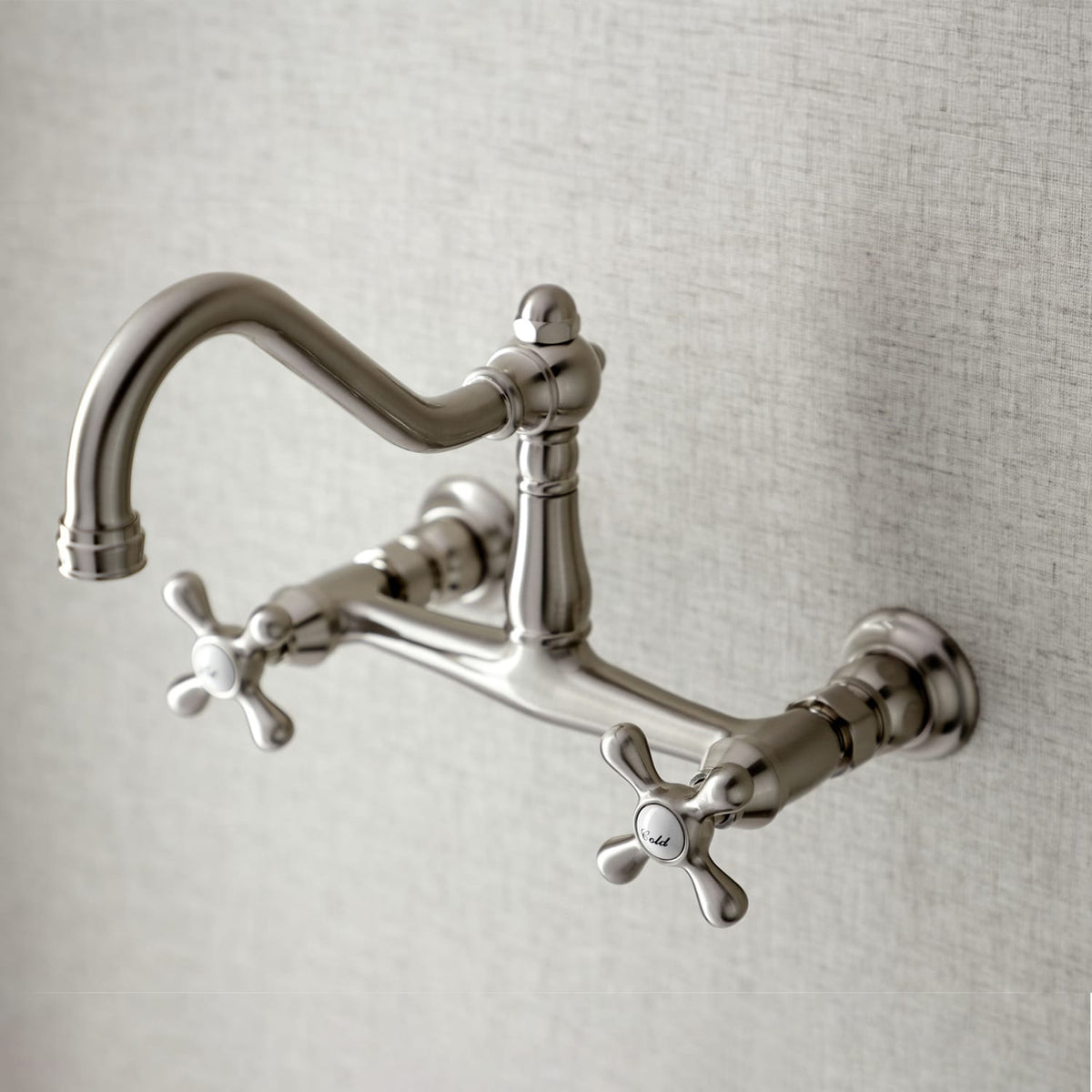 Albany Adjustable Wall-Mount Bathroom Faucet - Cross Handles