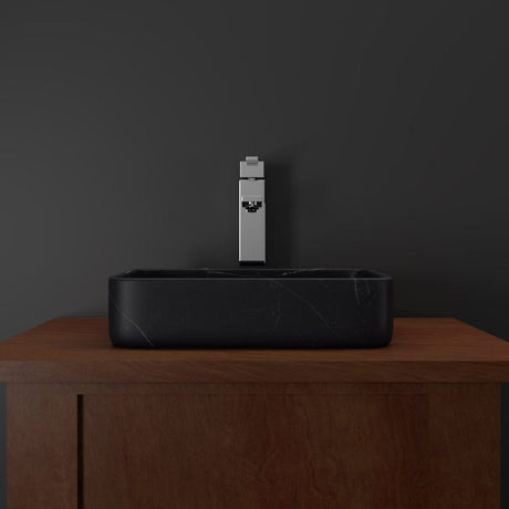 Almadane Smooth Honed Black Forest Marble Vessel Sink