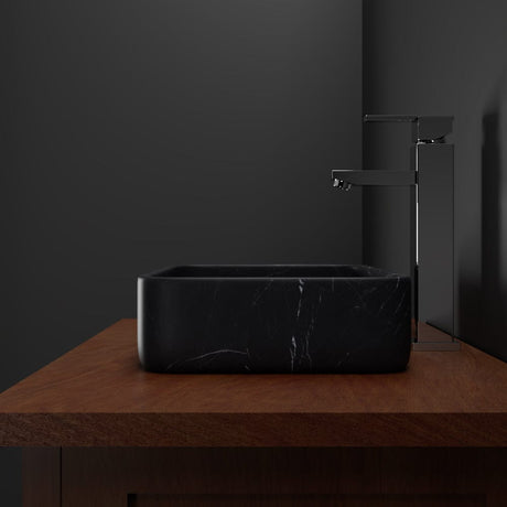 Almadane Smooth Honed Black Forest Marble Vessel Sink