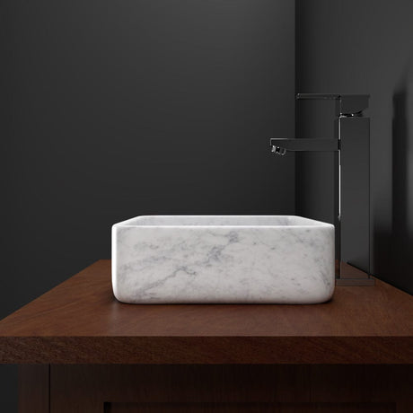 Almadane Smooth Honed Moon White Marble Vessel Sink