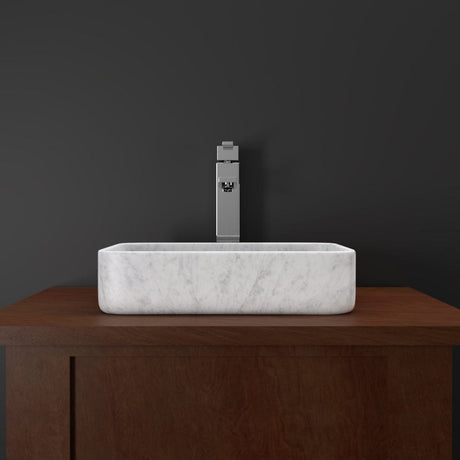 Almadane Smooth Honed Moon White Marble Vessel Sink