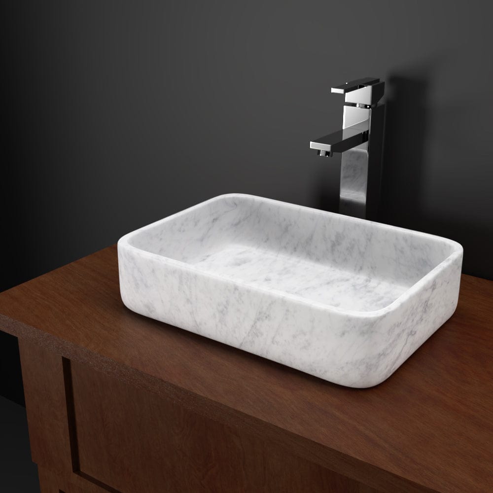 Almadane Smooth Honed Moon White Marble Vessel Sink