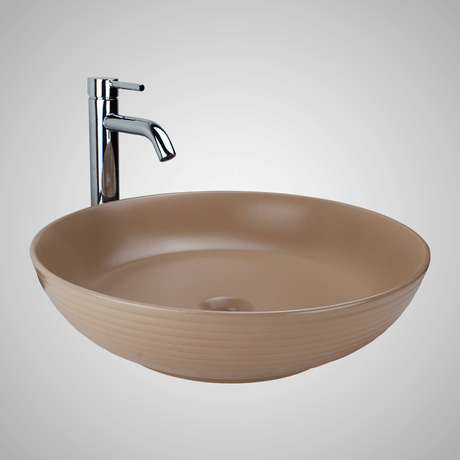 Almy Vitreous China Decorated Vessel Sink - Matte Tan