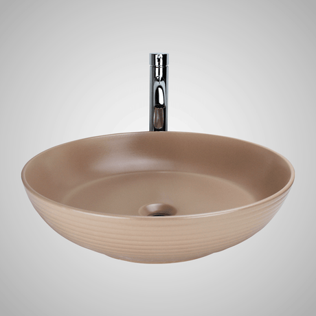 Almy Vitreous China Decorated Vessel Sink - Matte Tan