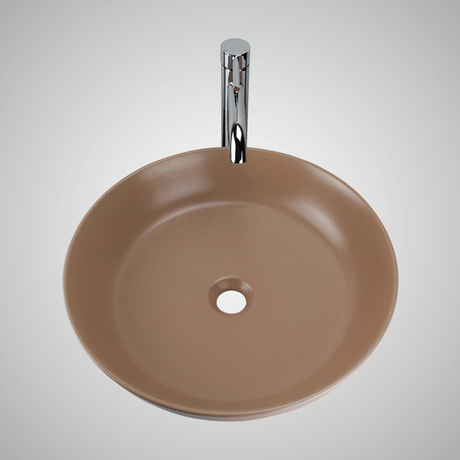 Almy Vitreous China Decorated Vessel Sink - Matte Tan
