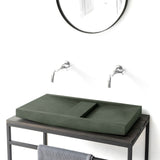 Alsea Rectangular Cast Concrete Vessel Sink - Copper Green