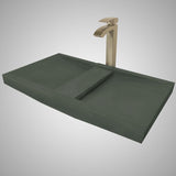 Alsea Rectangular Cast Concrete Vessel Sink - Copper Green