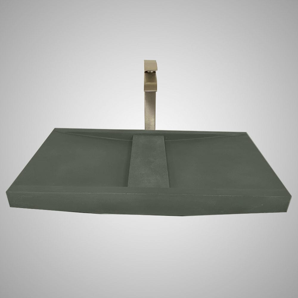 Alsea Rectangular Cast Concrete Vessel Sink - Copper Green