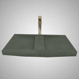 Alsea Rectangular Cast Concrete Vessel Sink - Copper Green