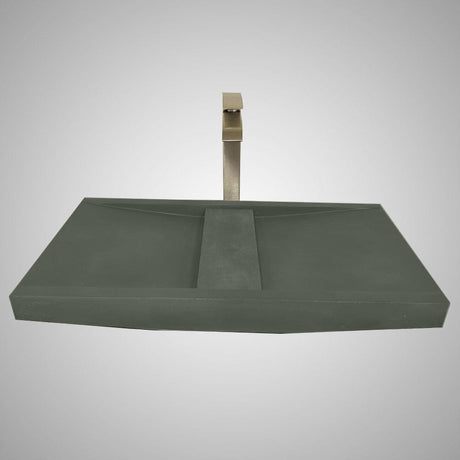Alsea Rectangular Cast Concrete Vessel Sink - Copper Green