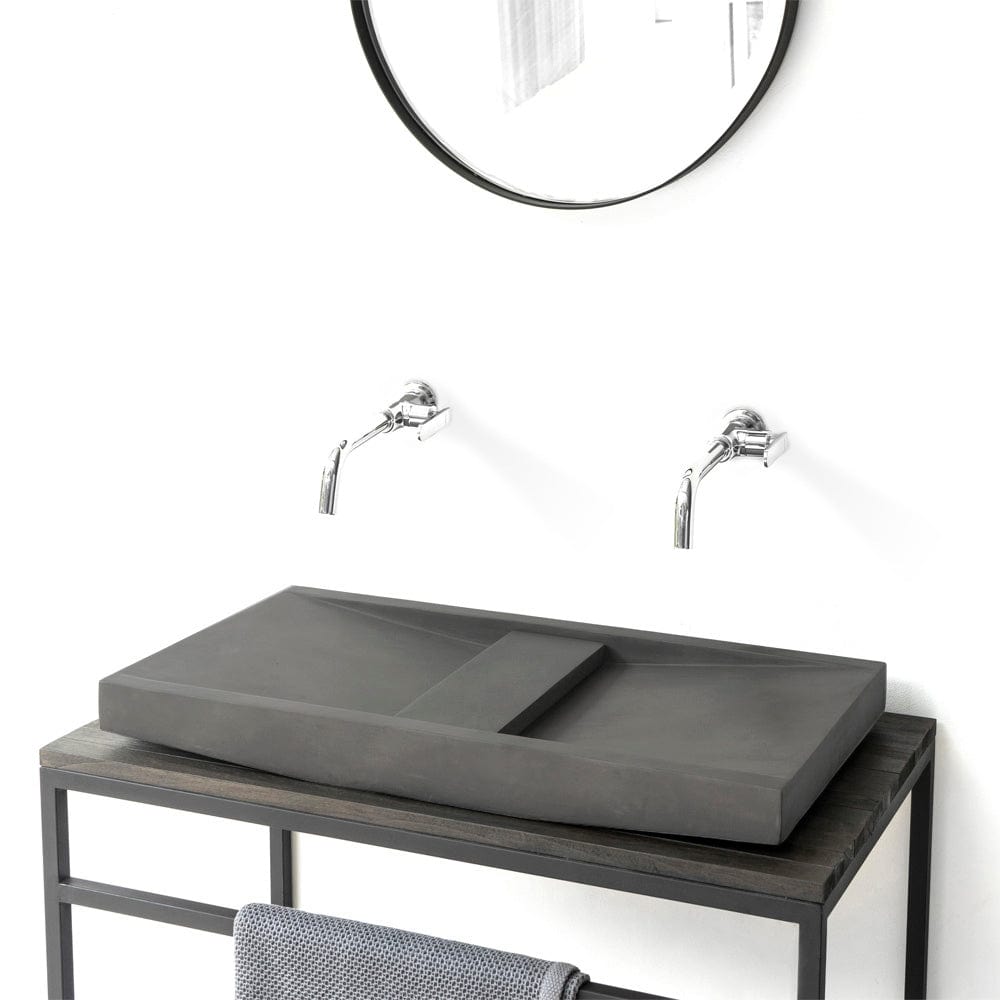Alsea Rectangular Cast Concrete Vessel Sink - Dusk Grey