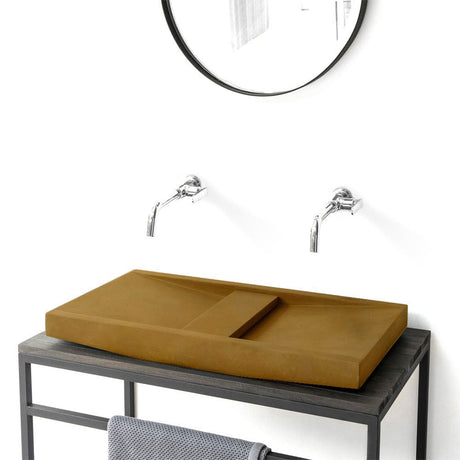 Alsea Rectangular Cast Concrete Vessel Sink - Vintage Brown