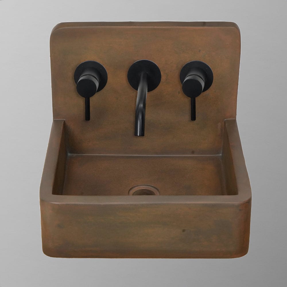 Amadeo Concrete Wall-Mount Bathroom Sink - Vintage Brown