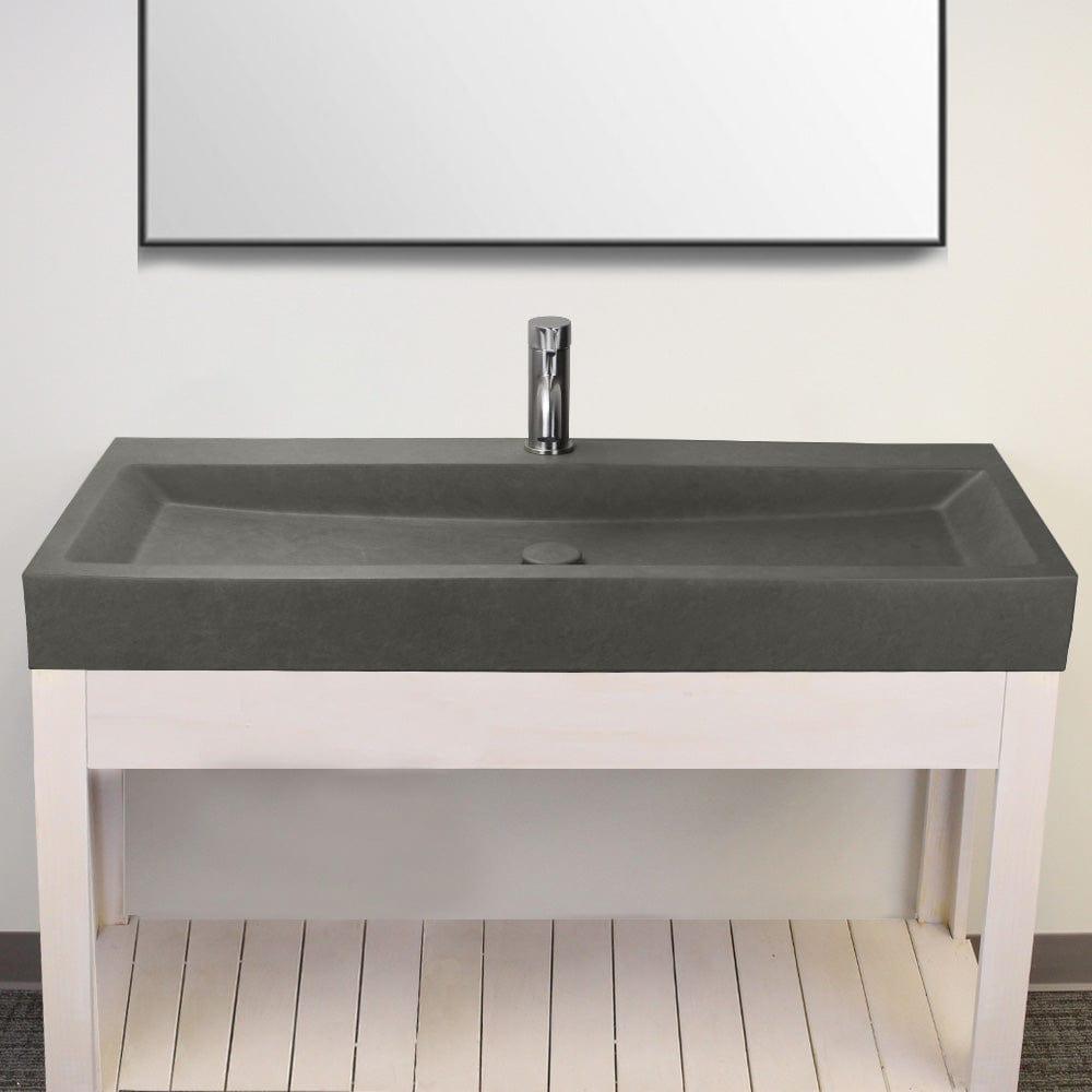 Amador Rectangular Cast Concrete Vessel Sink - Dark Gray