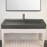 Amador Rectangular Cast Concrete Vessel Sink - Dark Gray