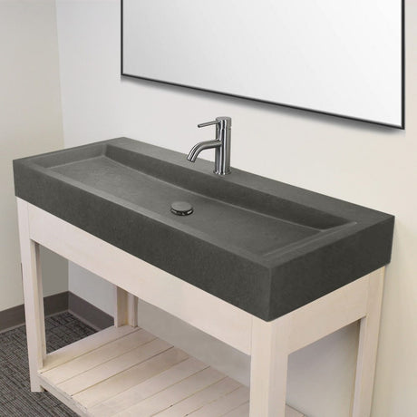 Amador Rectangular Cast Concrete Vessel Sink - Dark Gray