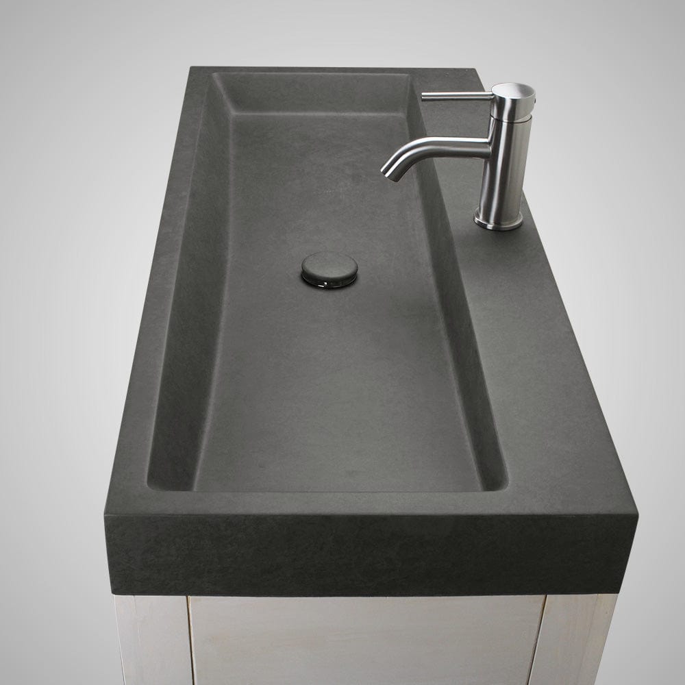 Amador Rectangular Cast Concrete Vessel Sink - Dark Gray
